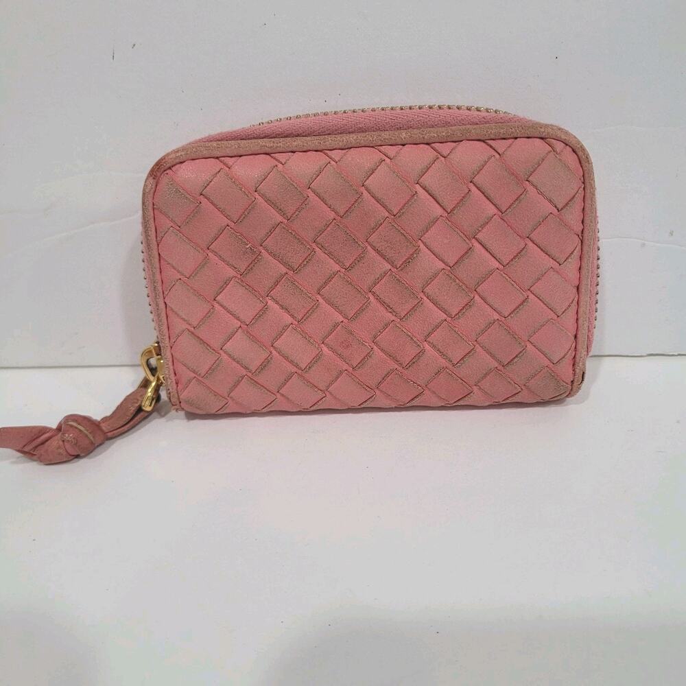 Bottega Veneta Designer Card‎ Wallet Pink Bifold Leather Folding Small Logo Zip